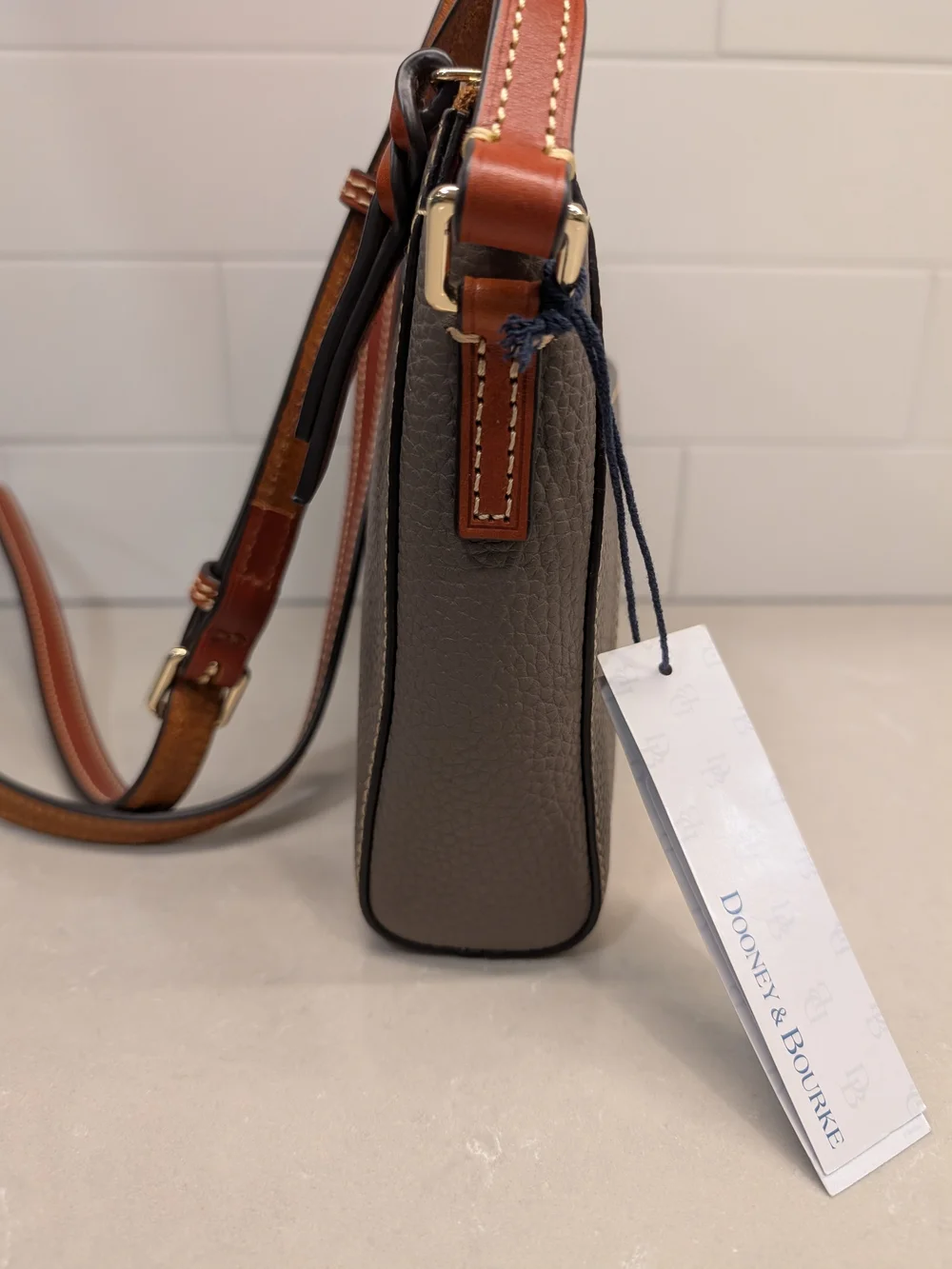 Dooney & Bourke Pebble Grain Leather Lexington In Gray/Brown